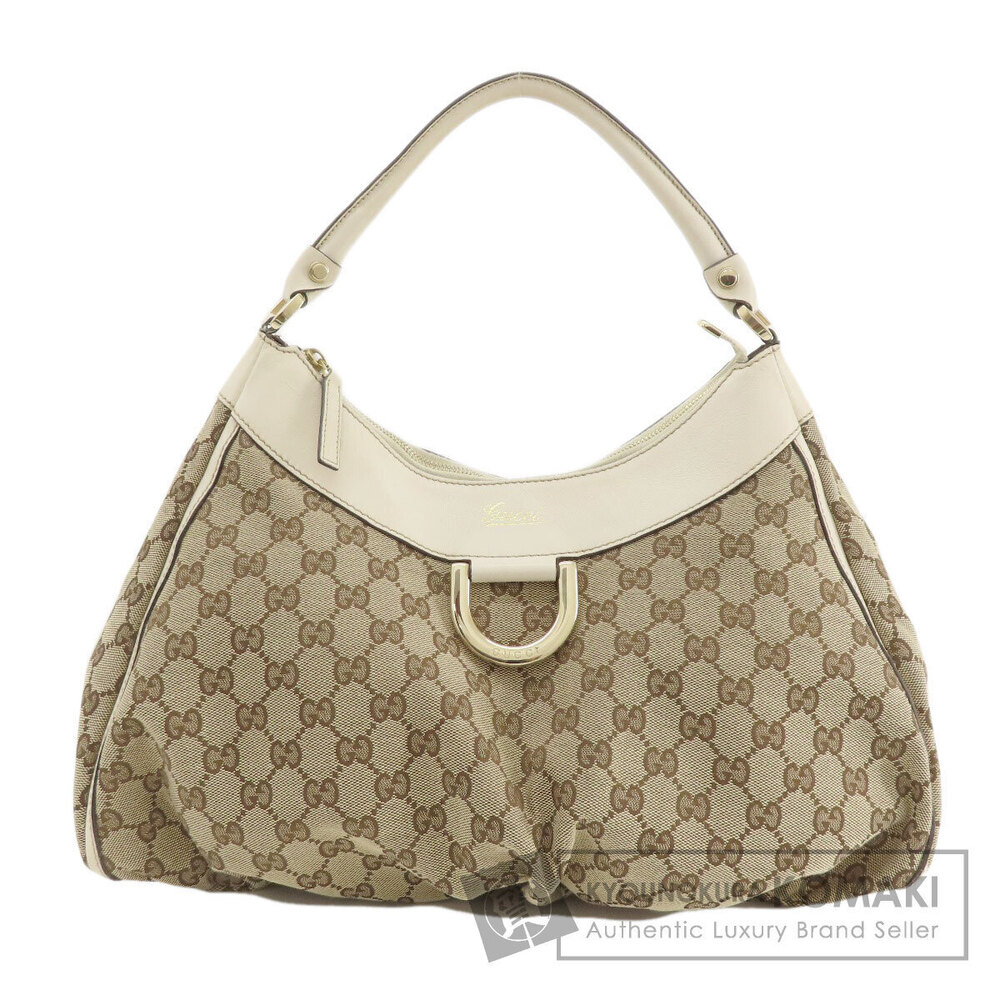 Gucci One Shoulder Hobo Abbey GG Shoulder Bag Canvas